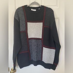 Men’s Bachrach color block crewneck sweater gray black red Size Large